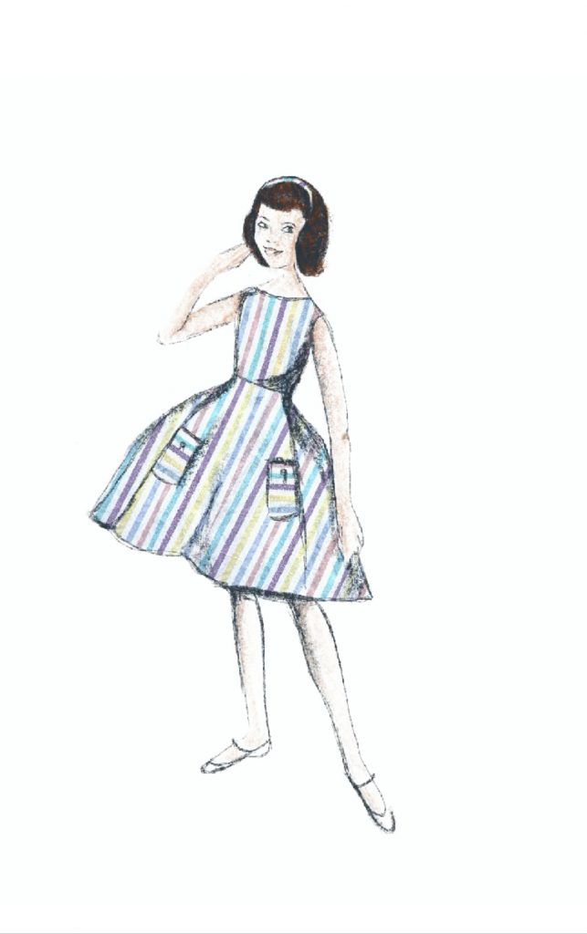 Fashion Illustration 1950's Girls Dress