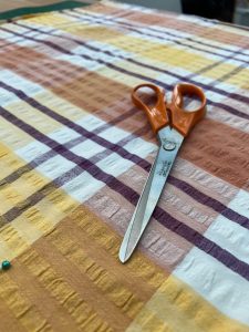 1970s table cloth dressmaking dress retro fashion handmade reuse recycle reduce sustainable fashion slow flashion